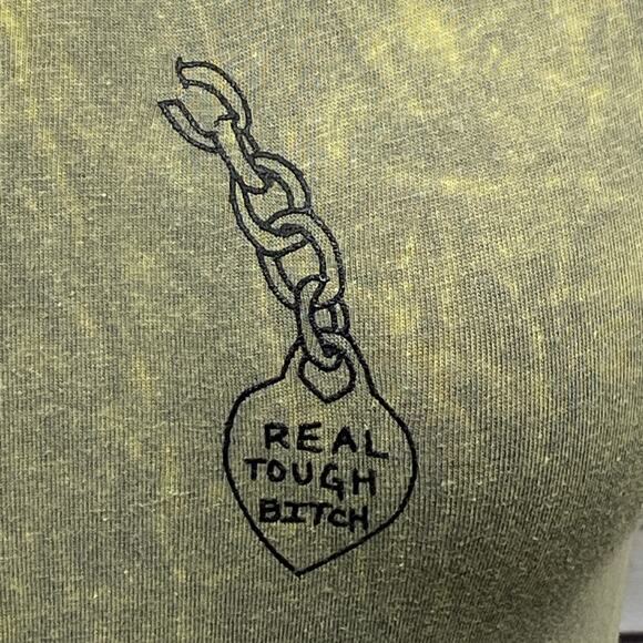 RTB Real Tough Babe Green Acid Washed Biker Babe Shirt Woman's Size Medium M - Picture 3 of 10